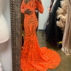 Custom Made Neon Orange Dress!🧡 Petite